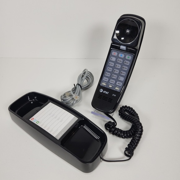 Vintage AT&T Trimline 210 Slimline Touch Tone Phone Black with‎ Cords - Picture 1 of 5